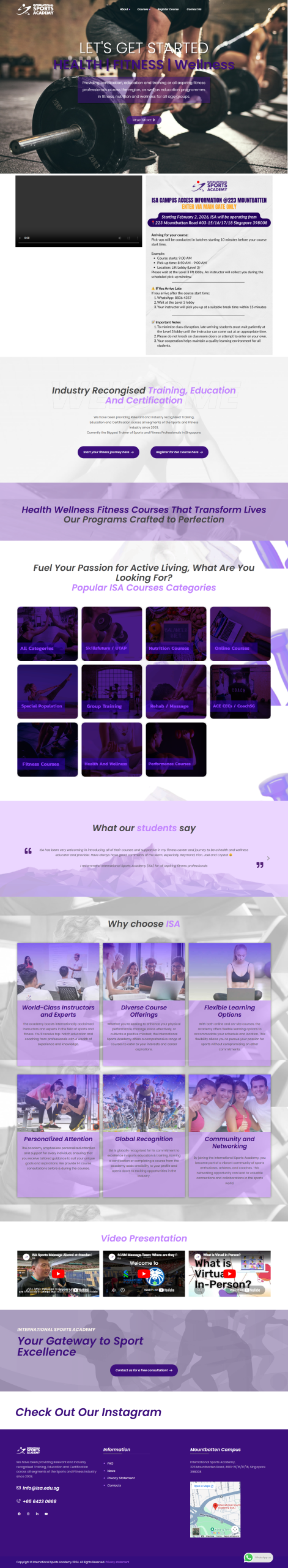 ISA education website designed by Inter8tiv Studio Singapore