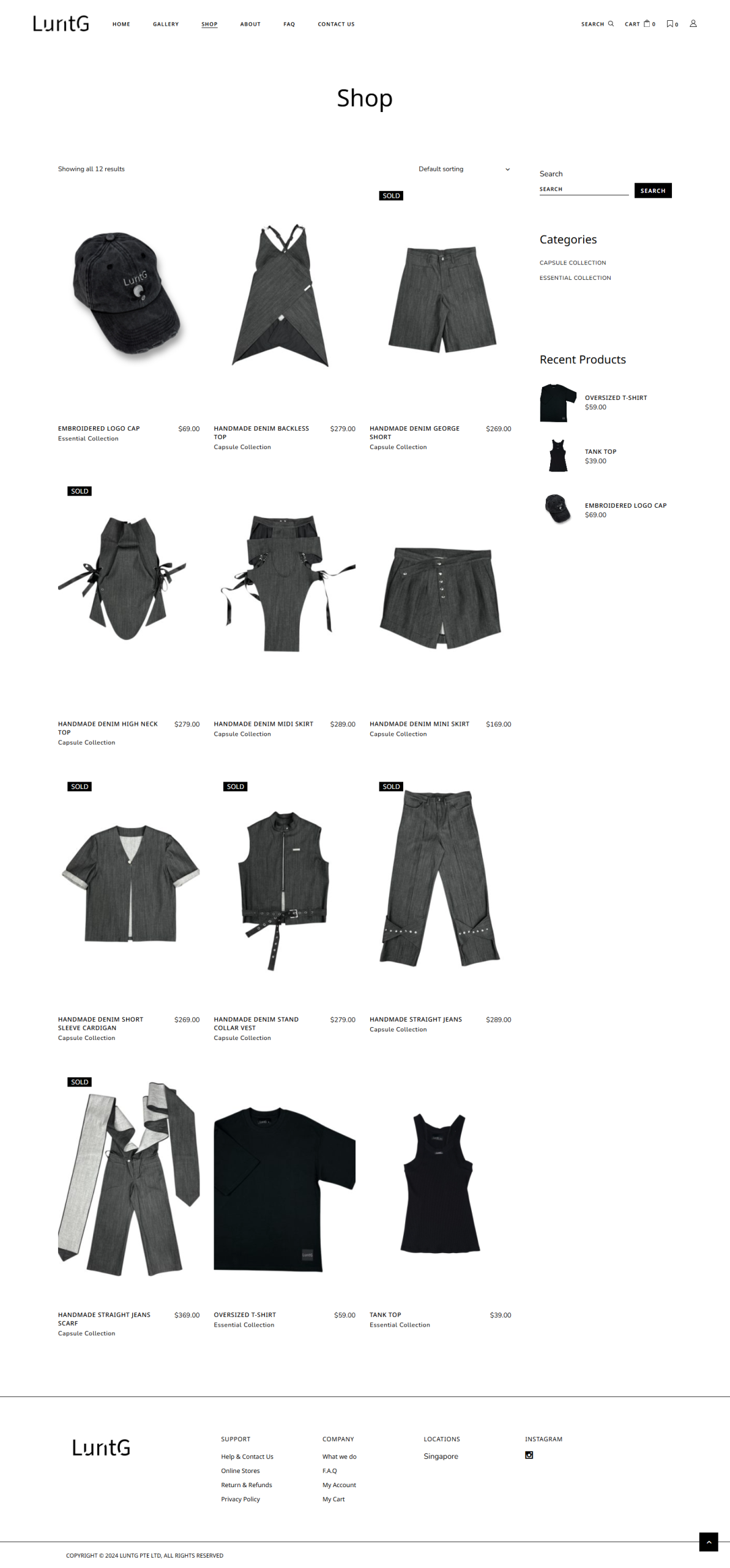 LuntG e-commerce shop developed by Inter8tiv Studio
