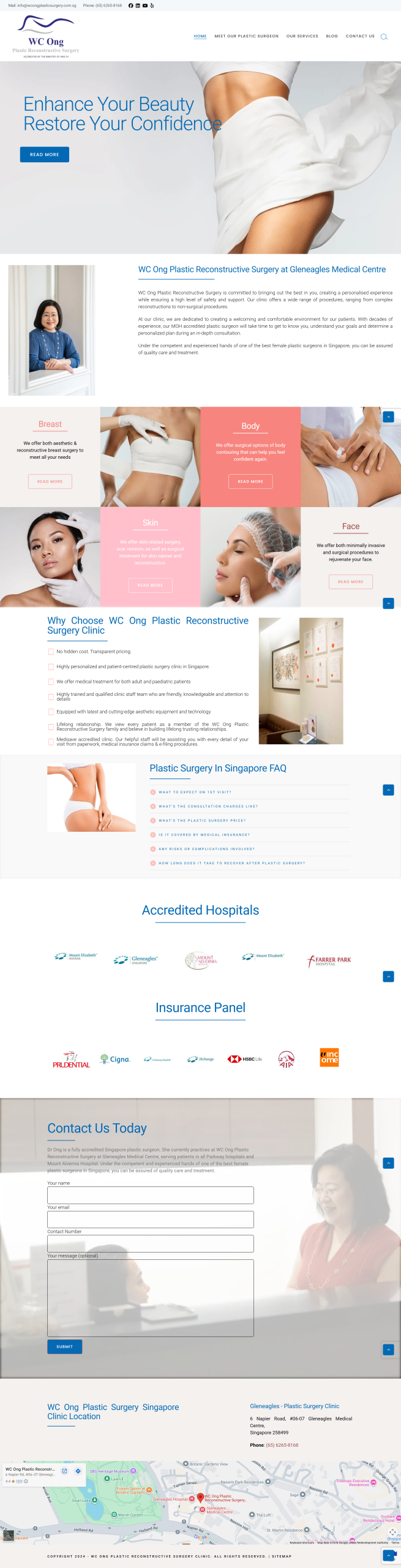 WC Ong Plastic Surgery clinic website by Inter8tiv Studio
